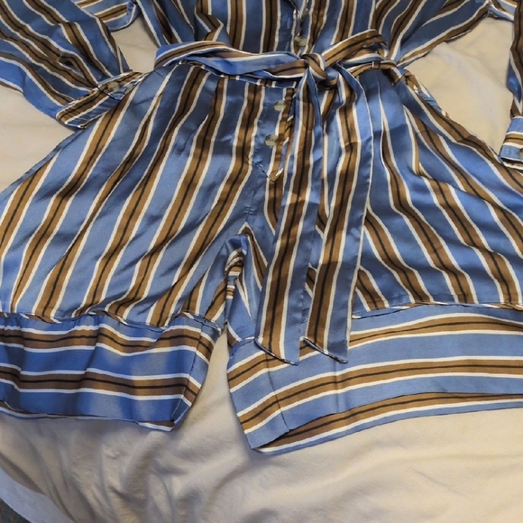 Anthropologie Blue and Brown Striped Pajama Set - Picture 5 of 8